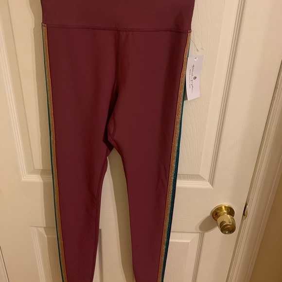 Woman’s Spiritual Gangster Purple Stripe Leggings - Picture 3 of 6